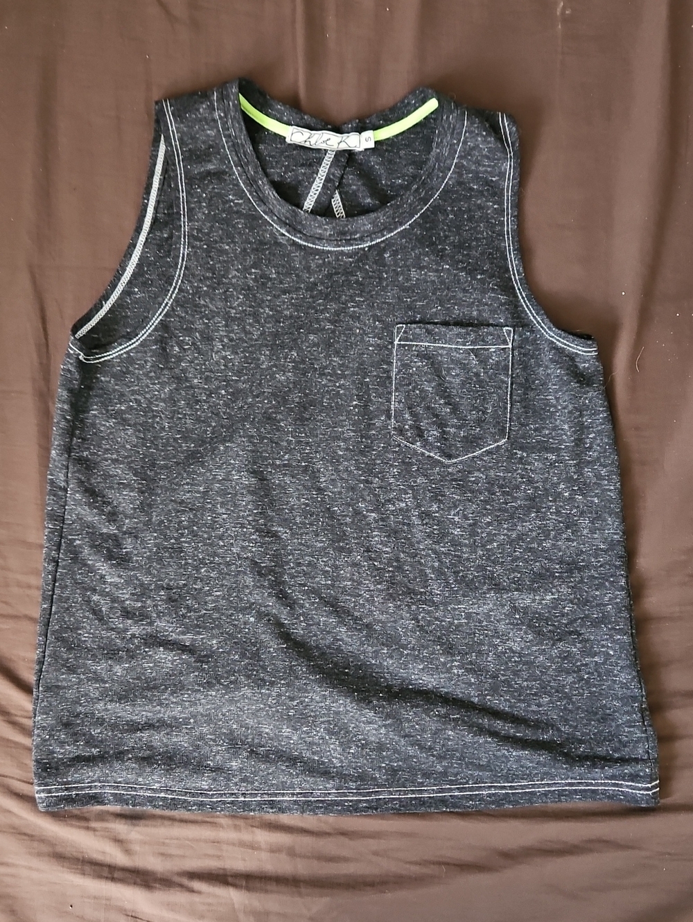 Chloe K Charcoal Heather Sleeveless Pocket Tank
